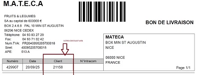 Exemple d’emplacement de l’identifiant